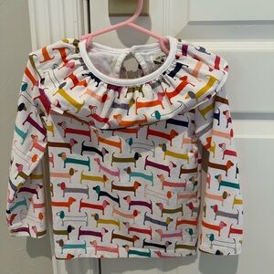 Colorful Dachshund Print Long Sleeve Tee